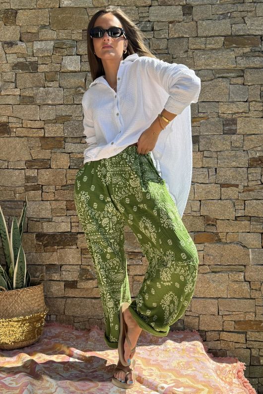 Hush Pillow Cotton Bandana B Classic Barrel Pant Rio Green